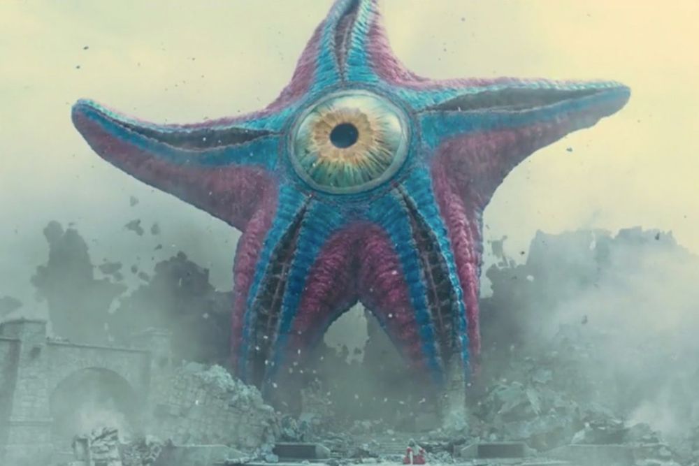 Starry the giant starfish fromu suicide squad. It’s pink and blue with a giant eye on the middle. This thing is seriously massive.