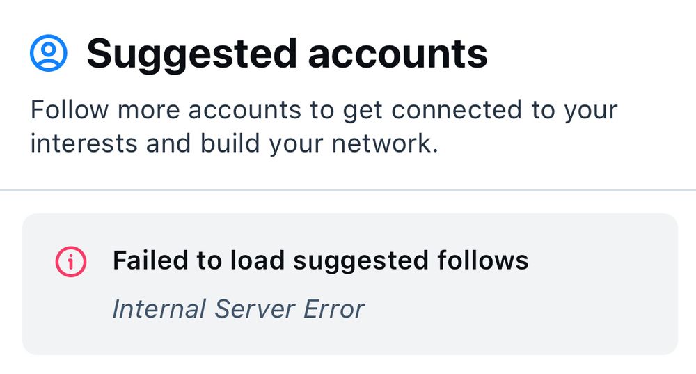 Suggested accounts returned internal server error