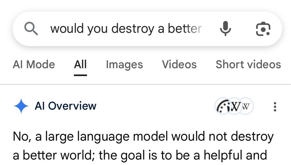 No a large language model would not destroy a better world 