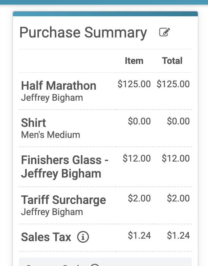 tariff surcharge: $2.00
