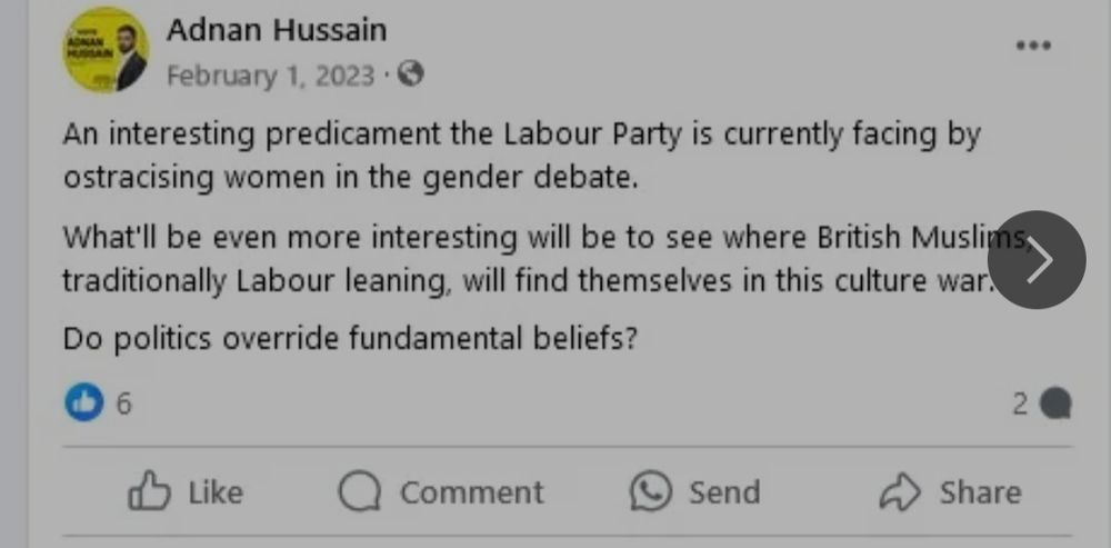 Adnan Hussain capitulating to the right-wing belief that trans rights are in opposition to women's rights.

What a prick.