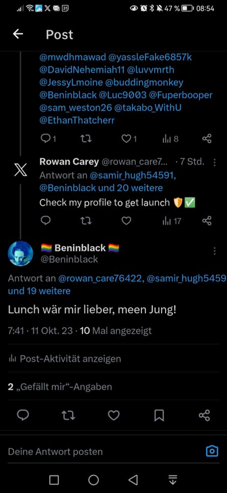 Screenshot von X Twitter, Verlinkung eins Spam Bots