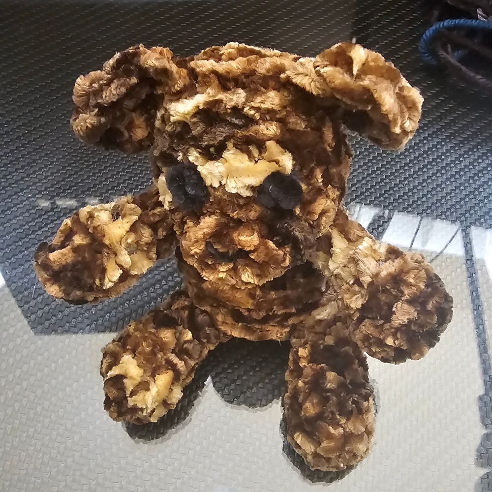 Tiny bear made from velvet chenille