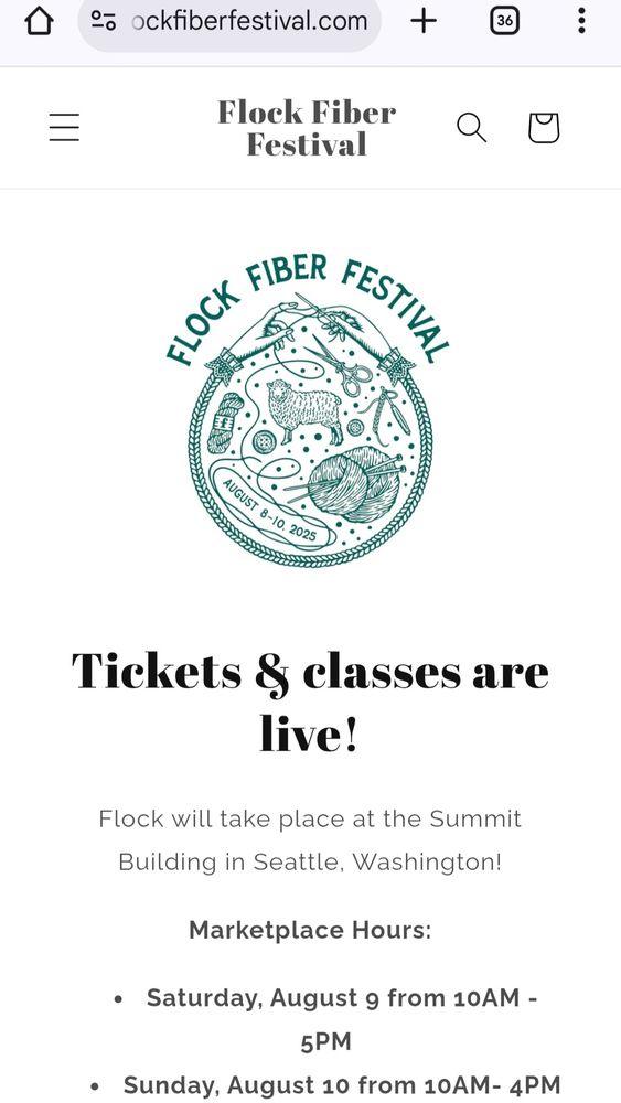 Ad for Flock Fiber Festival in Seattle WA
