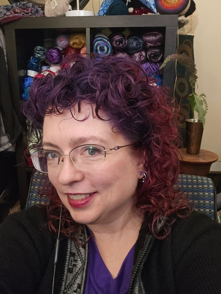 Showing the red in the back. Done it curly today for Pixie. Looks even better on webcam!