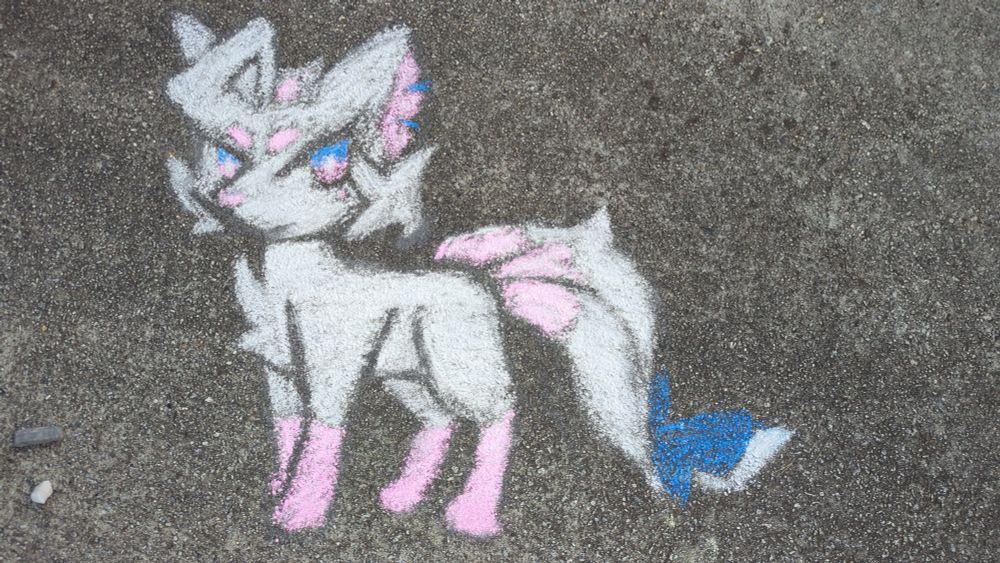 A chalk drawing of Rune from Wooled's webcomic "On Borrowed Time"
