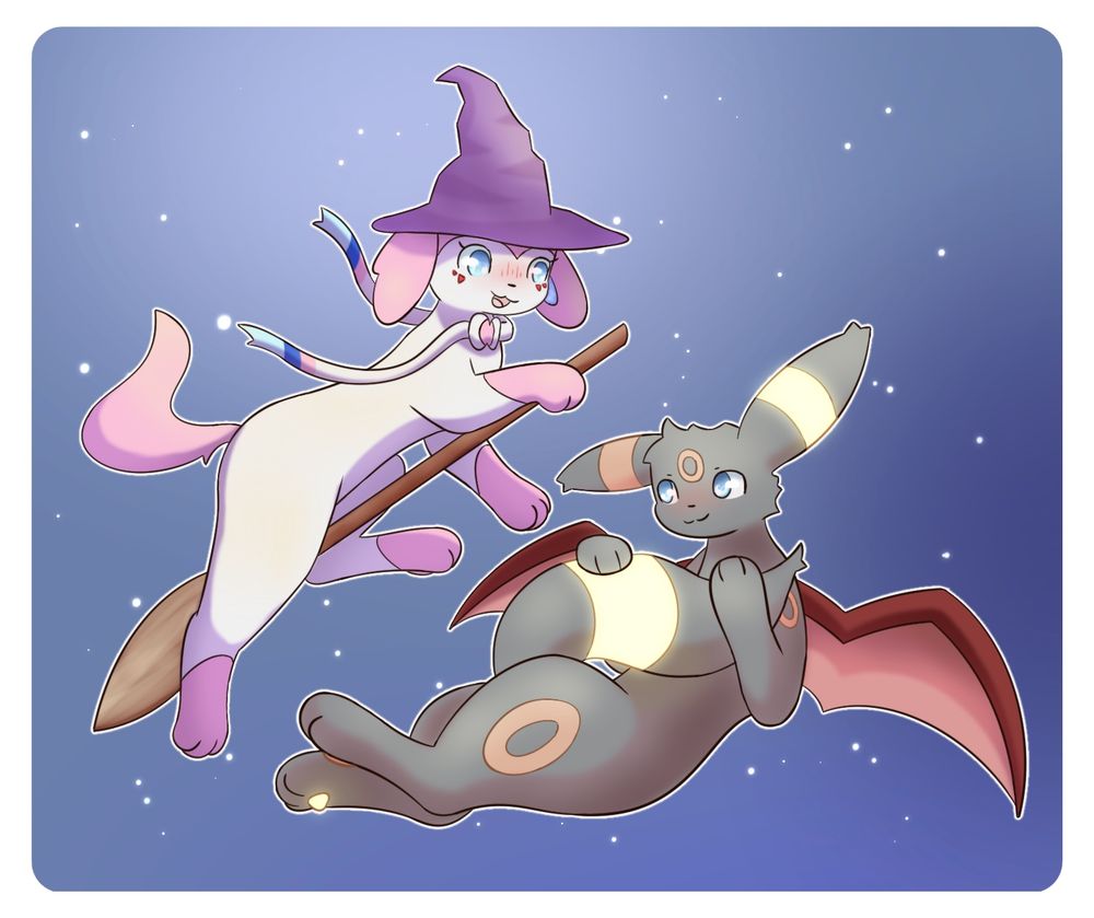 Dakota the sylveon and Kodaly the umbreon dressed up for Halloween
