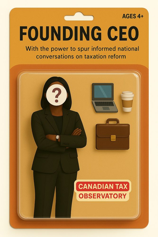 Action figure image with person with question mark on their face. New Canadian Tax Observatory seeks visionary founding CEO.