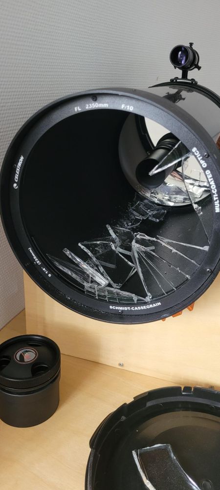 A Celestron 9,25" OTA from our astronomy club accidentally crashed on ground due to some loosened screw