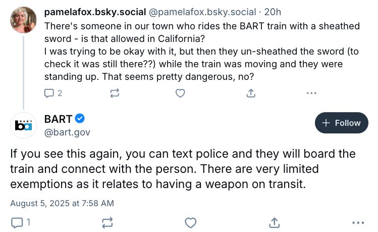 BART reply on Bluesky