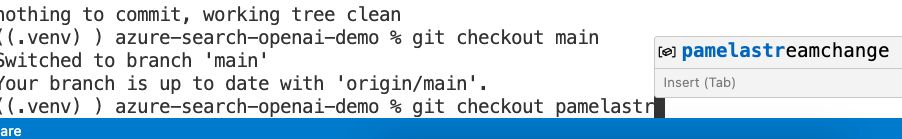 Terminal with partially written git checkout command