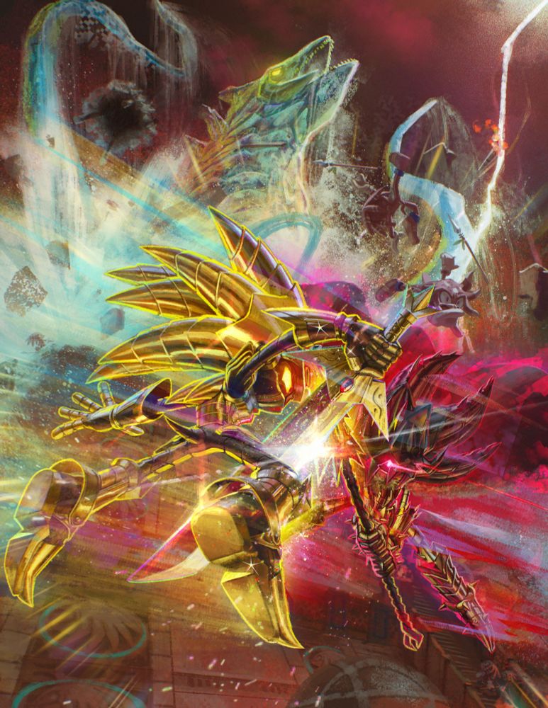 Two champions locked in duel, Super Cyber Sonic clad in golden armor and King Shadow clad in gunmetal steel, blocking each others attack as Perfect Chaos razes the echidna tribes temple. Why are they present in this scene? Was it time travel? We do not know
