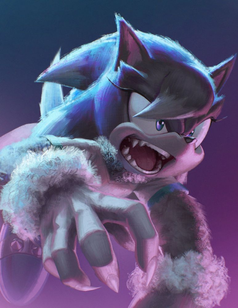 A close up shot of a werehog fancharacter charging towards someone off screen somewhere on the right