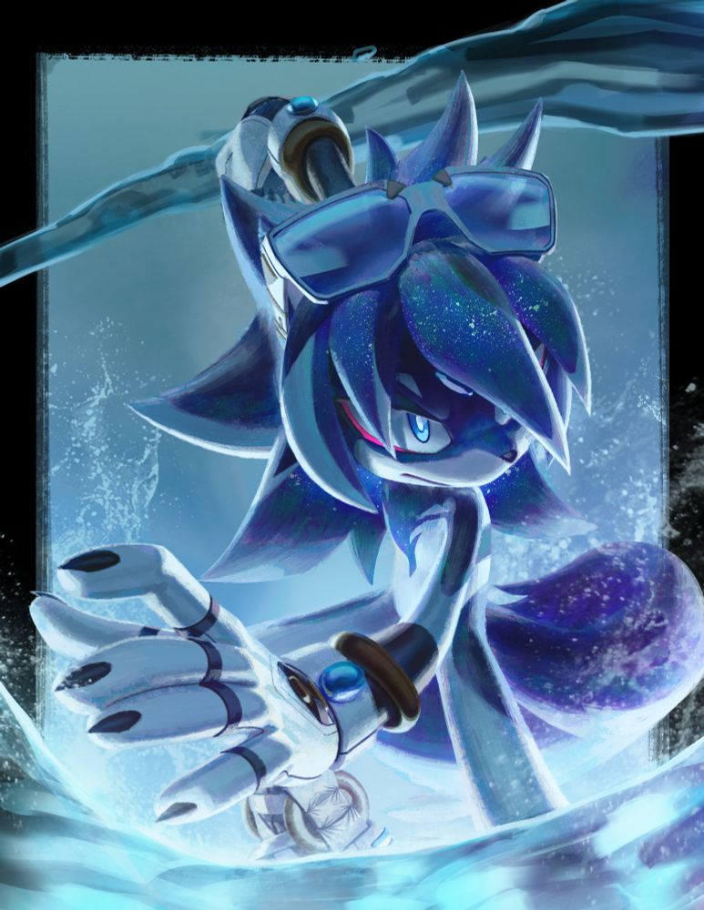 A portrait sonic commission for @/Joltzeria on twitter

It is a portrait of their wolf sonic OC named Tranquil performing tai chi and controlling water (much like waterbending)