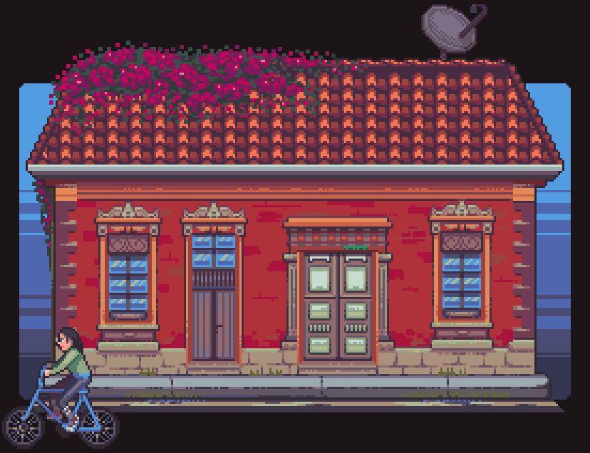 fachada de casa en pixel art