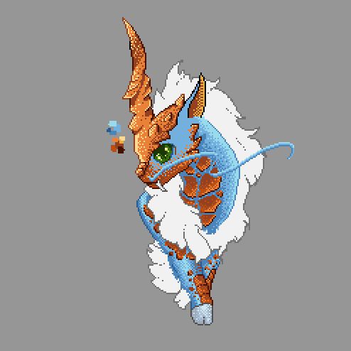 A pixel art work in progress of Kailan, Akoni's kirin in guild wars 2