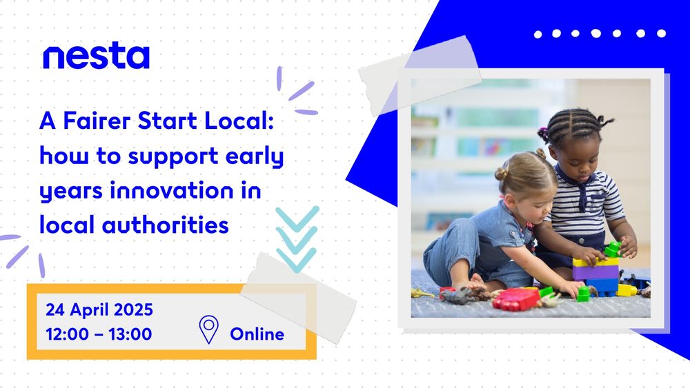 A Fairer Start Local:
how to support early years innovation in local authorities

📅 24 April 2025
🕛 12:00 – 13:00
📍 Online