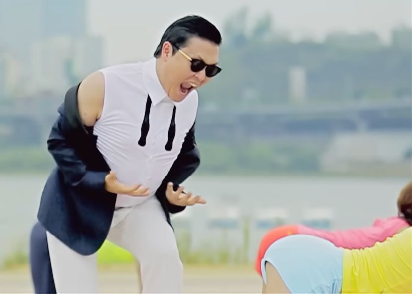 Psy screaming at an ass in Gangnam style
