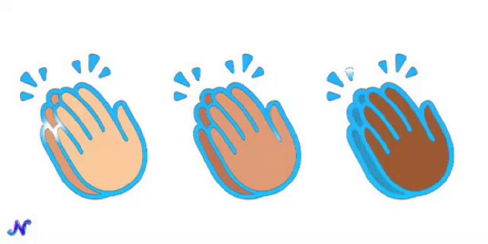 three different colored hands are clapping in different positions