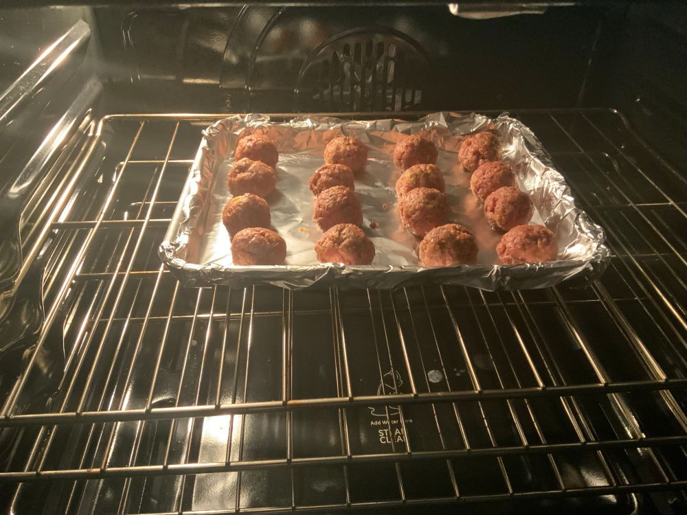 Homemade meatballs starting to bake!