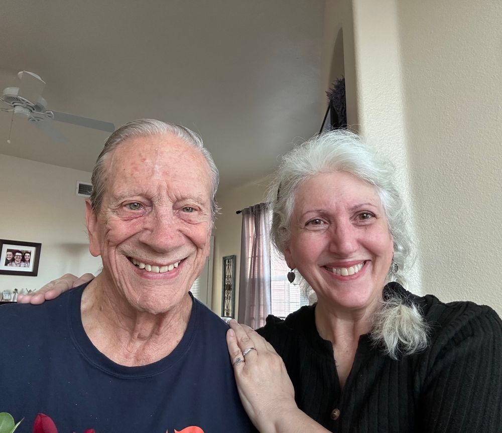 Old lady and old man smiling