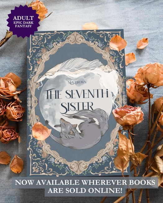 mockup of The Seventh Sister with the words "now available wherever books are sold online"