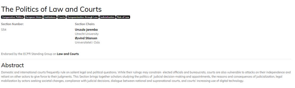 Screenshot from ECPR webpage containing the section abstract