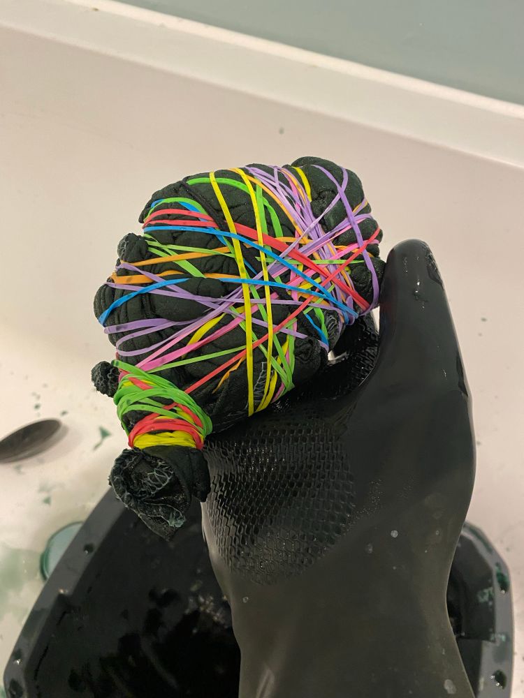 Step Two: Dark wash. The Author tied the shirt too tightly and unfortunately the dye didn't take. In hindsight, a good thing but at the time a mild disappointment.