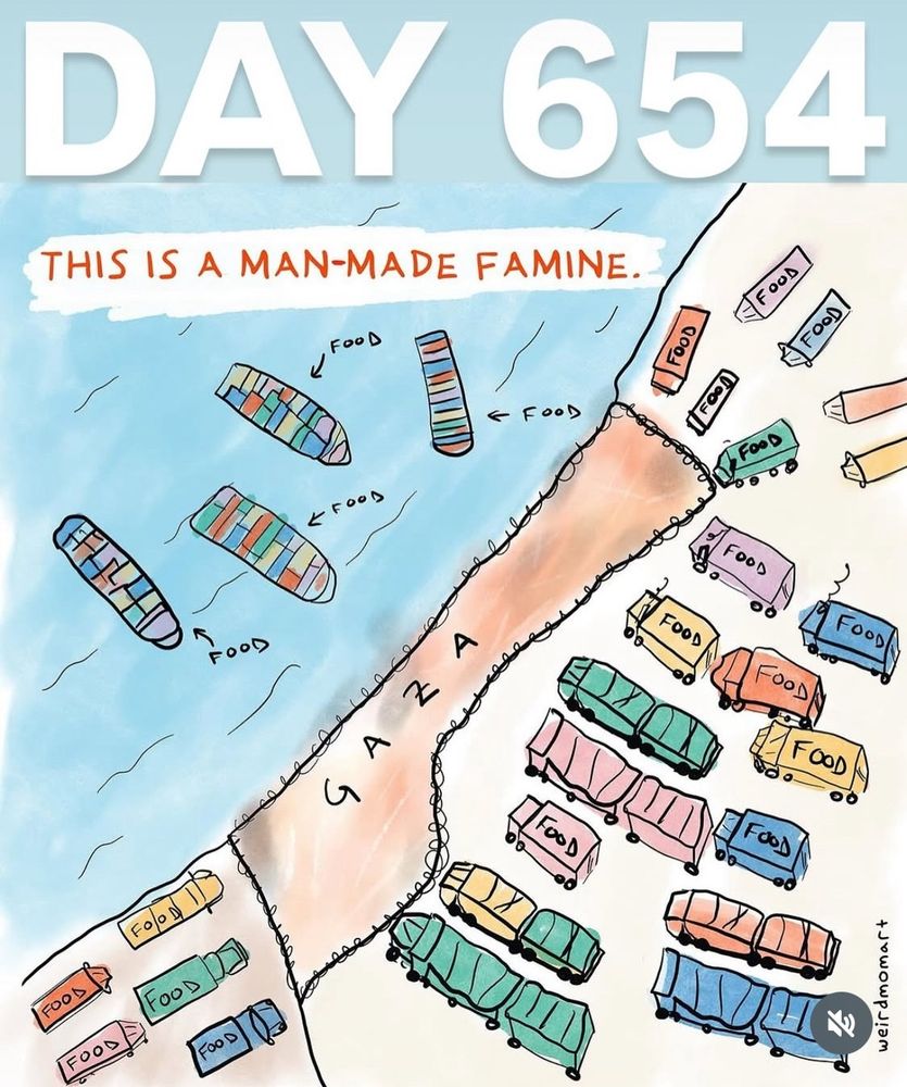 Drawing of aid situation in Gaza by weirdmomart 😔