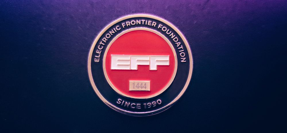Image depicts an EFF Challenge Coin. 