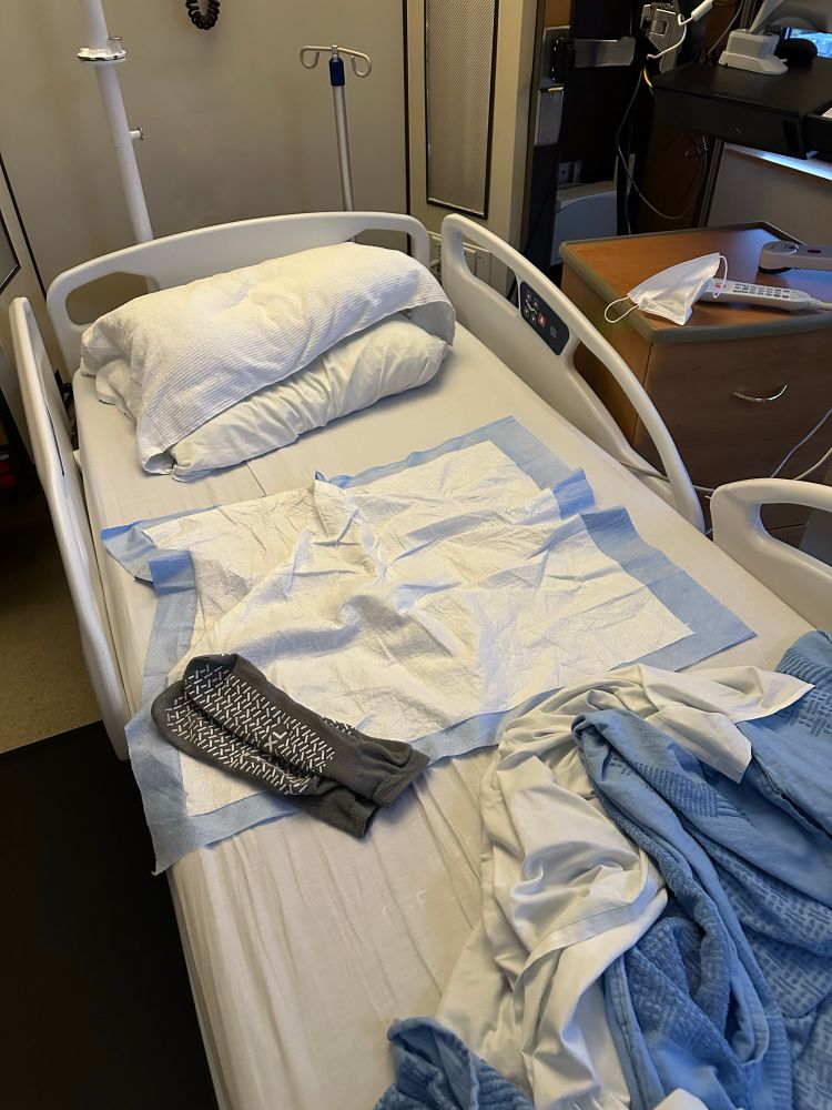 ML’s hospital bed
