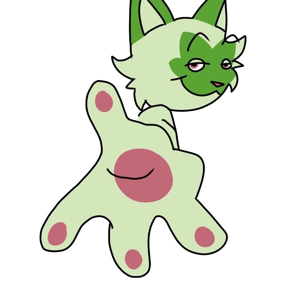 Sprig the thieving Sprigatito requesting that you hand over your possessions to them.