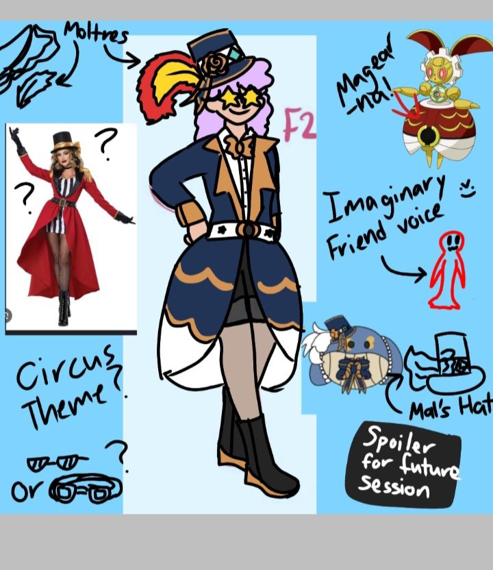 Brainstorming that is normally on hidden layers but I wanted to show off lol. I put a LOT into consideration for a character's design, even down to what voice they would have! 
My campaign players follow me so uhhh spoiler prevention box, go! 