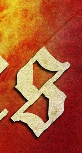 A white S on a red canvas background, with flames to one side