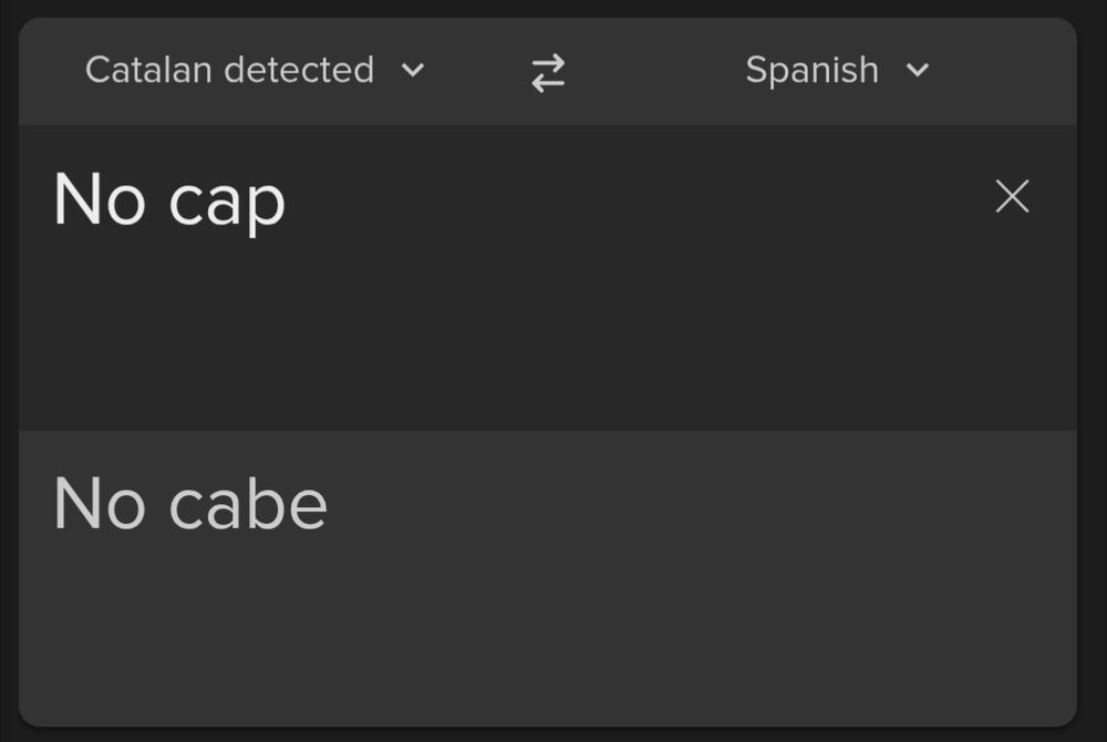 No cap in english translated to no cabe in Spanish