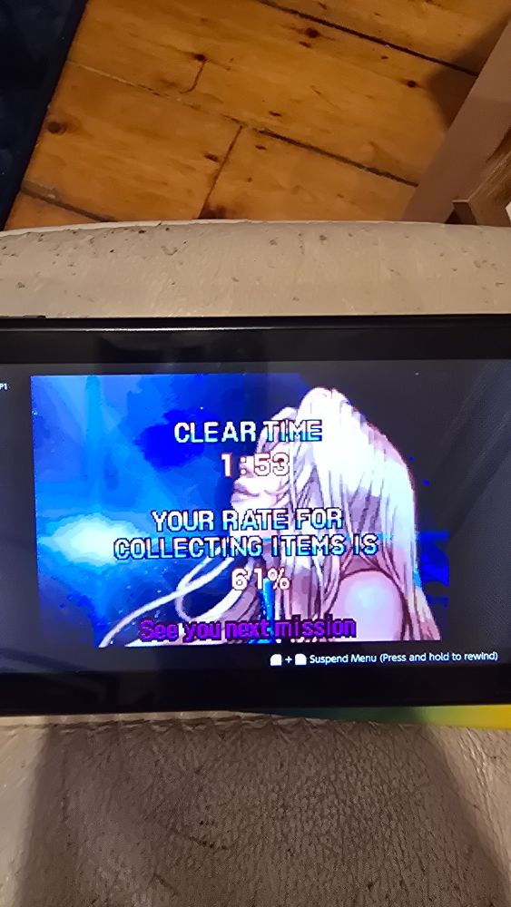 Metroid Fusion clear screen of 1:53 and 61% completion. 