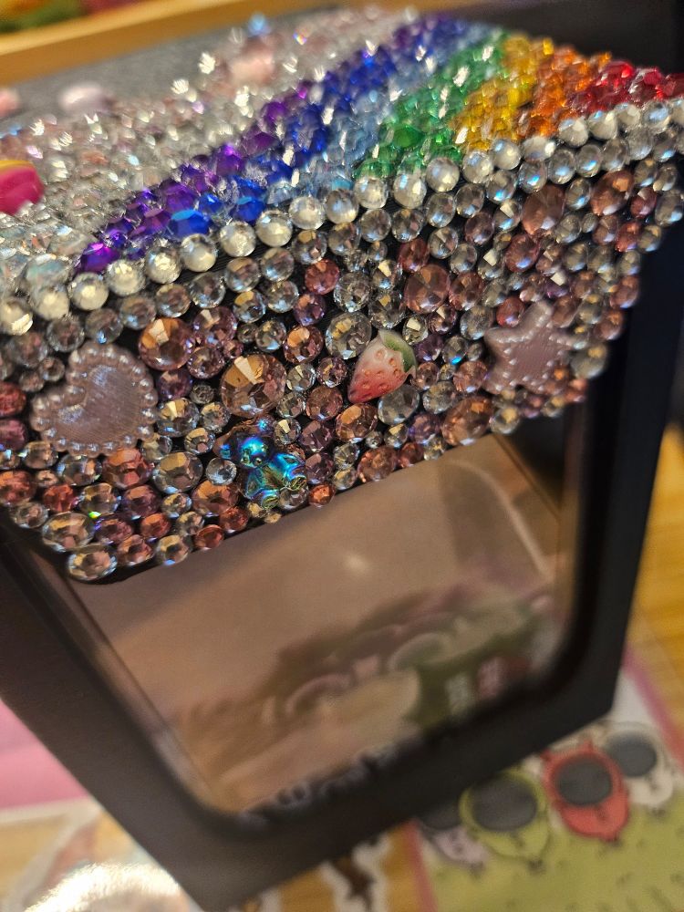 Rhinestones on a box 