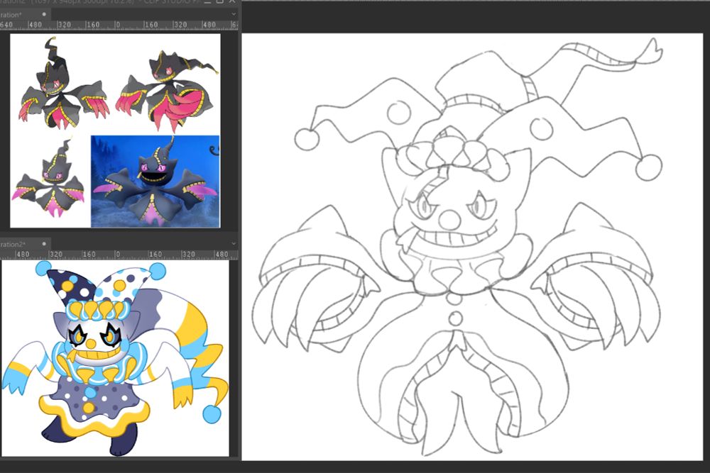 the pokemon mega banette redesigned to look like a clown