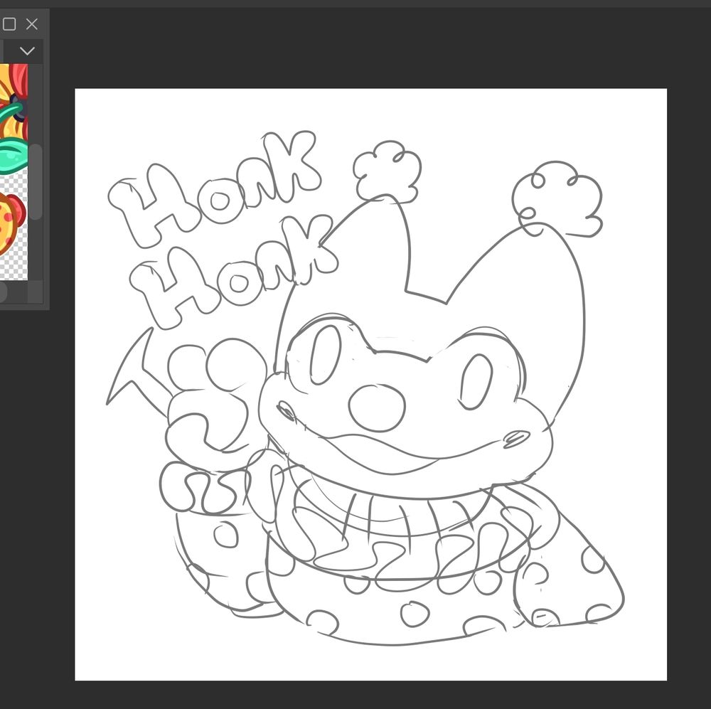 Clown frog honking that horn