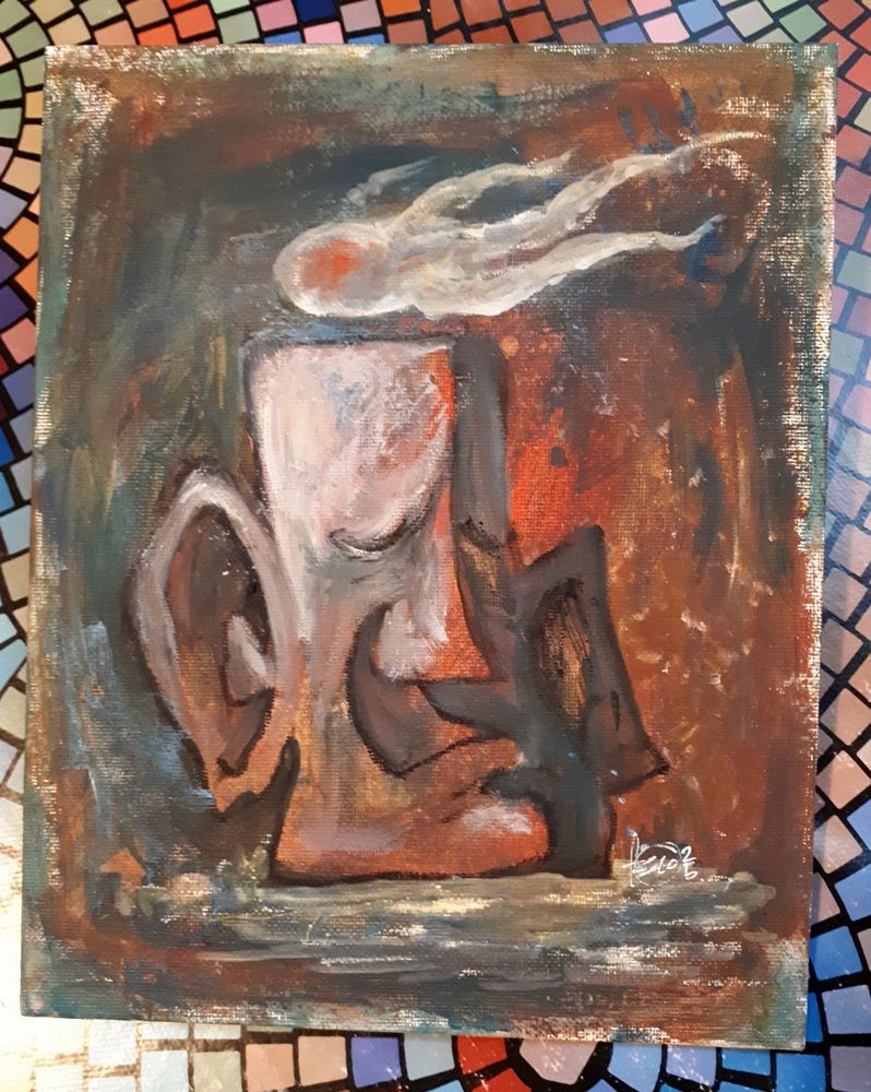 "Erleuchtet" © Felix Herzog
Acryl, Kreide auf Leinwand