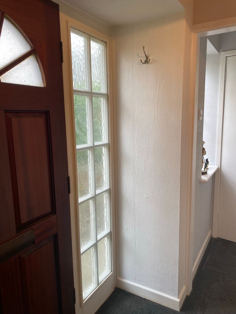 After, cleaned, re-papered and painted and looking SO MUCH BRIGHTER - didn’t even realise how dark the mould growth was making this space look