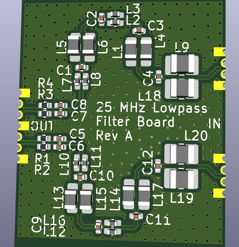 Castellated baseband filter board, so it can be revised without respinning the entire RF board.
