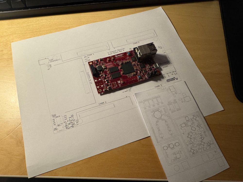 PCB designs printed on paper to make sure everything fits how its designed 
