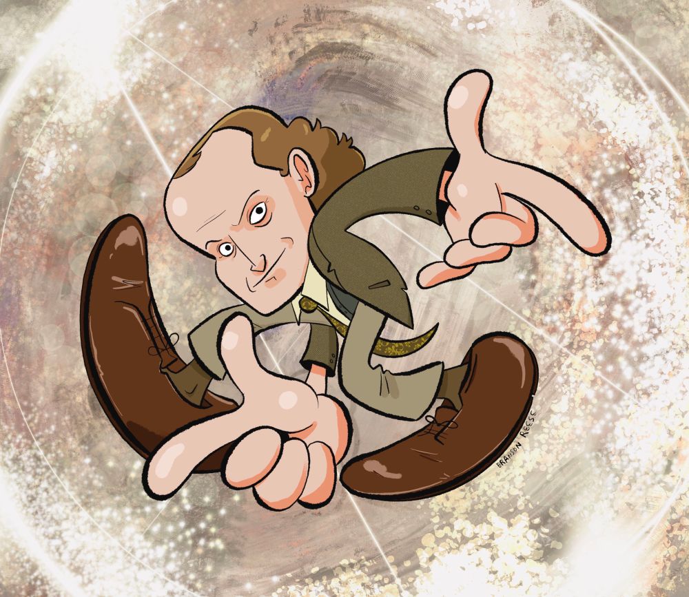 Frasier Crane doing the cool Sonic pose. The background is sort of a boho beige which I thought fitting.