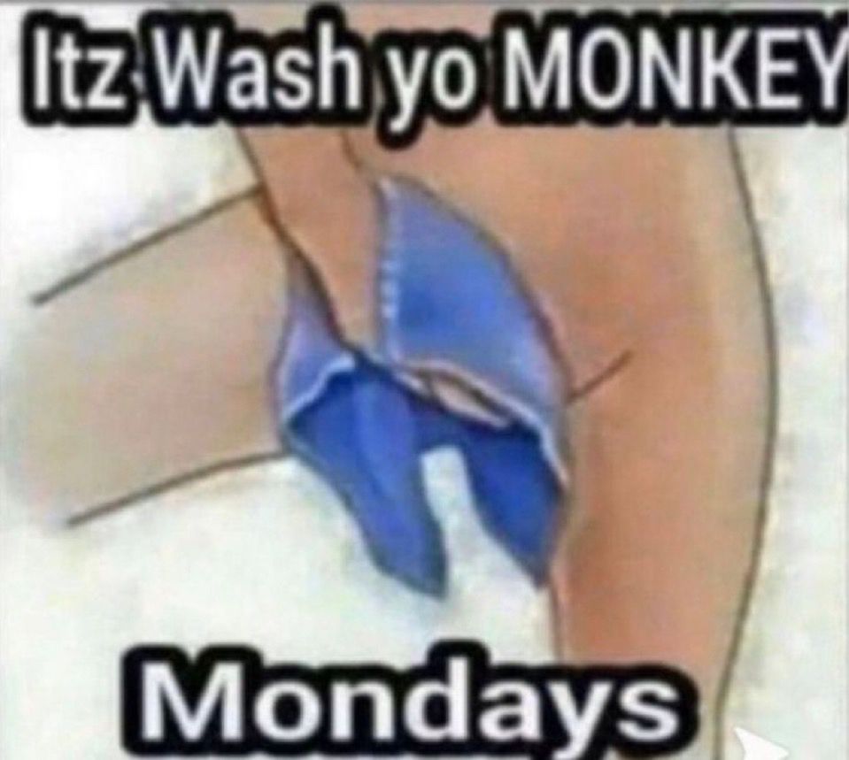 meme that says "itz wash yo monkey mondays"
