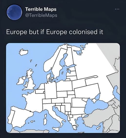 Map of Europe, but with borders as straightlines.