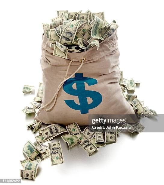 stock image of a big ol bag of money