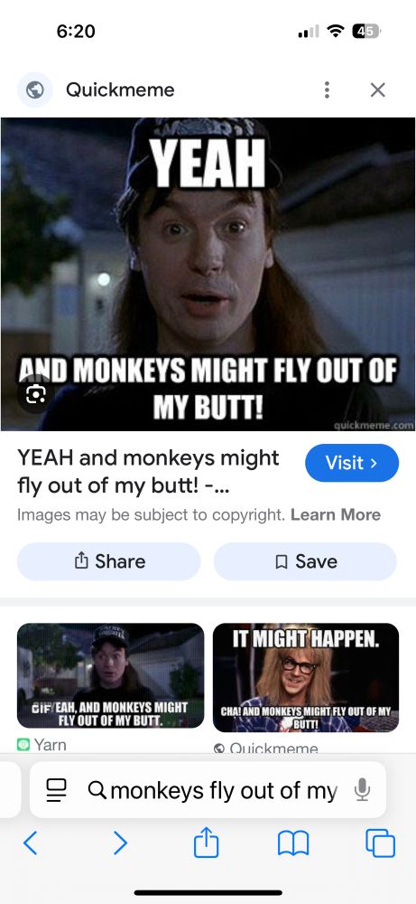 And monkeys might fly out of my butt