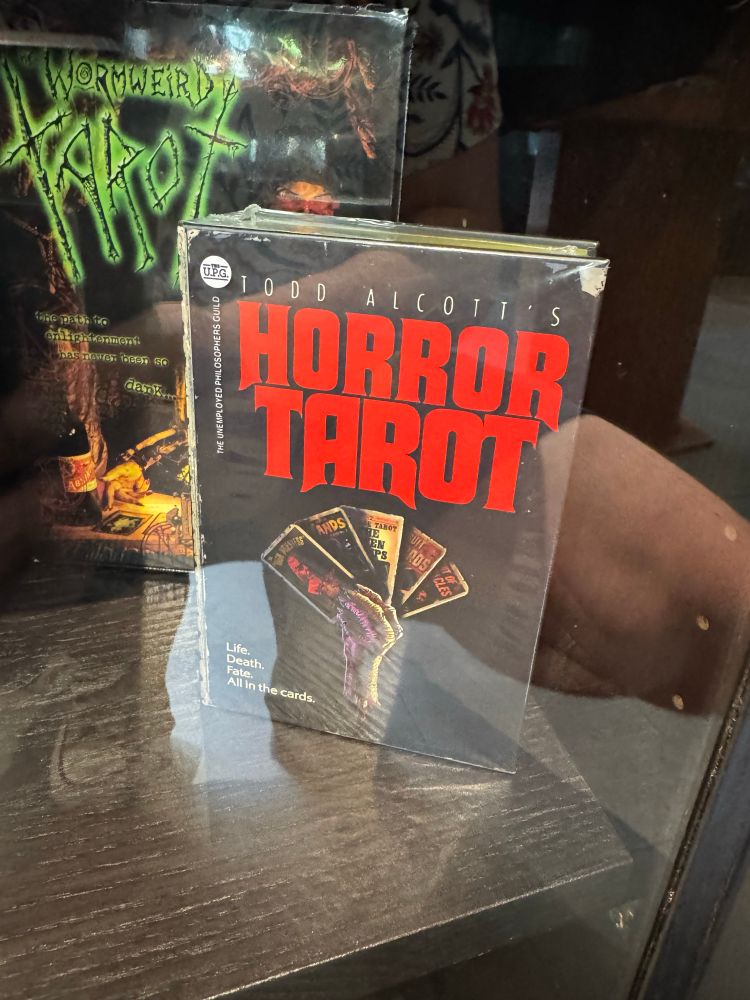 A photo of a deck of “horror tarot” cards