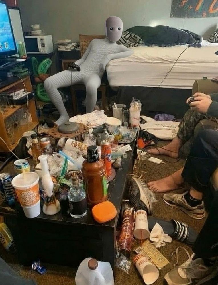 the $20,000 robot slouching in a slovenly room playing video games with its friends